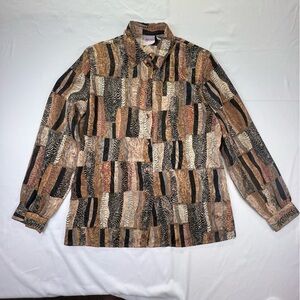 TanJay - Women’s Blouse - Size 10 - Brown Print - Great condition - Vintage
